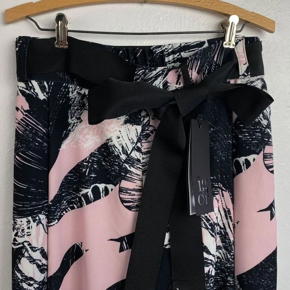Igor Dobranic NWT Womans Resort Pants Palazzo Large Tall Croatia Travel Art Wear